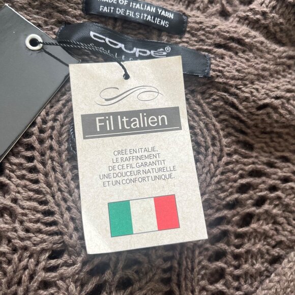 Coupe Collection Sweater Womens Large Brown New Italian Yarn Knit Wool Blend - Picture 8 of 11